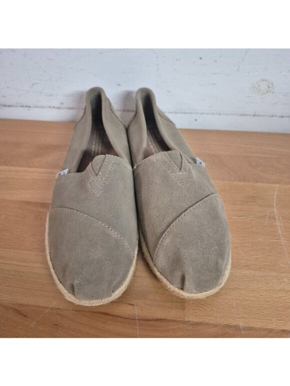 Toms Womens Taupe Suede Alpargata Flats Slip-On Shoes Size 8 Casual Comfort
